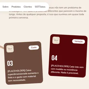 Projeto embalagens: cards de problema