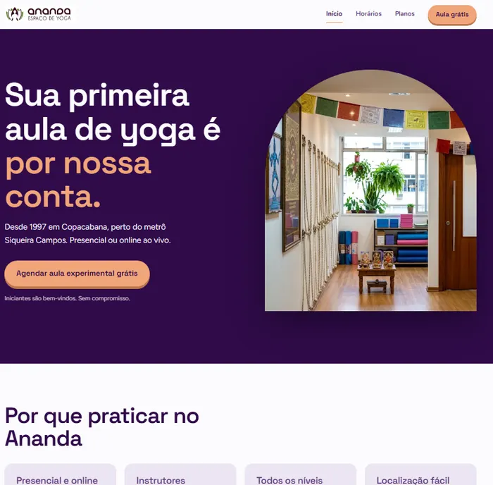 Site novo entregue, visão em tela cheia